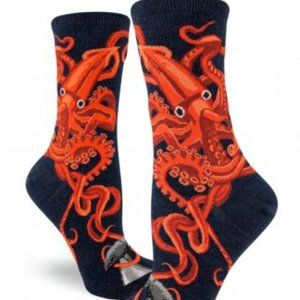 NWT Crew Length Steampunk Goth Squid & Whale Socks by Modsocks